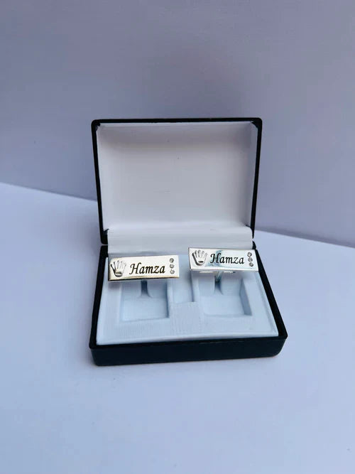 Customize Crown Engraved Name Cufflinks